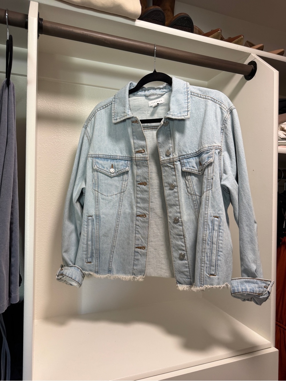 Topshop Light Blue Denim Jacket with Classic Collar